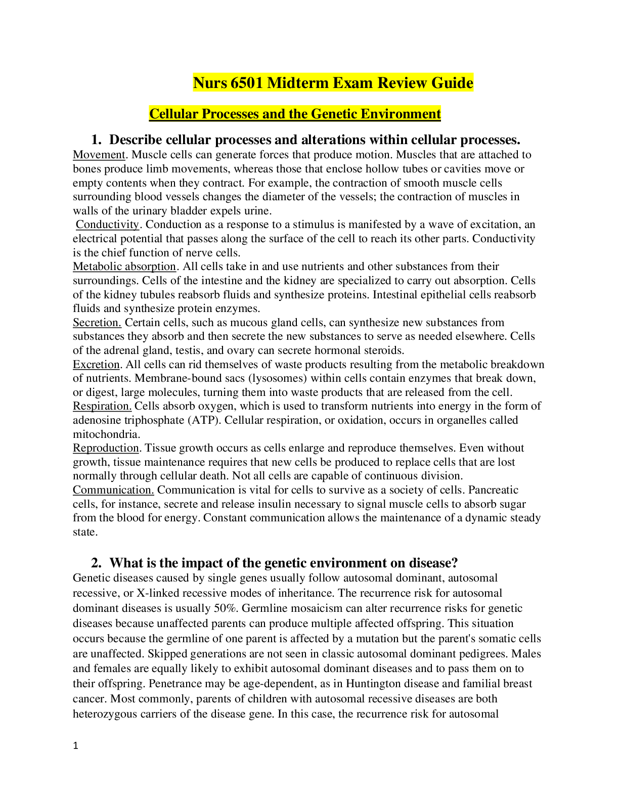 Preview of NURSING 6501 Midterm Exam Review | Jersey College